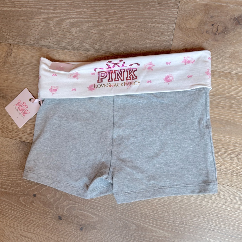 NWT Loveshackfancy x PINK Victoria's Secret fold over micro shorts - Picture 2 of 11